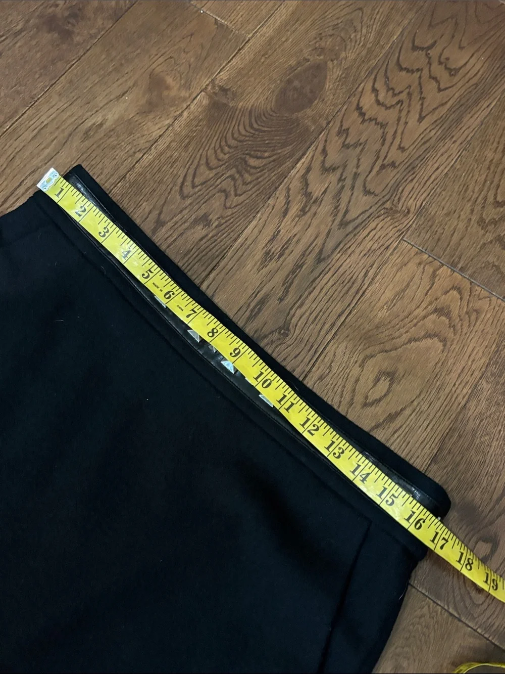 Tory Burch Black Wool Pencil Skirt Studded Waist Leather Trim Pockets Size Large